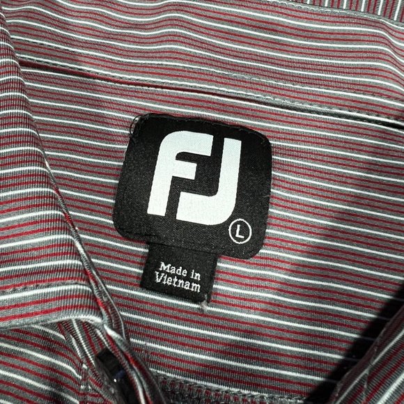 FootJoy Performance Stretch Short Sleeve Golf Polo Shirt Large Red Grey Striped - Picture 4 of 8